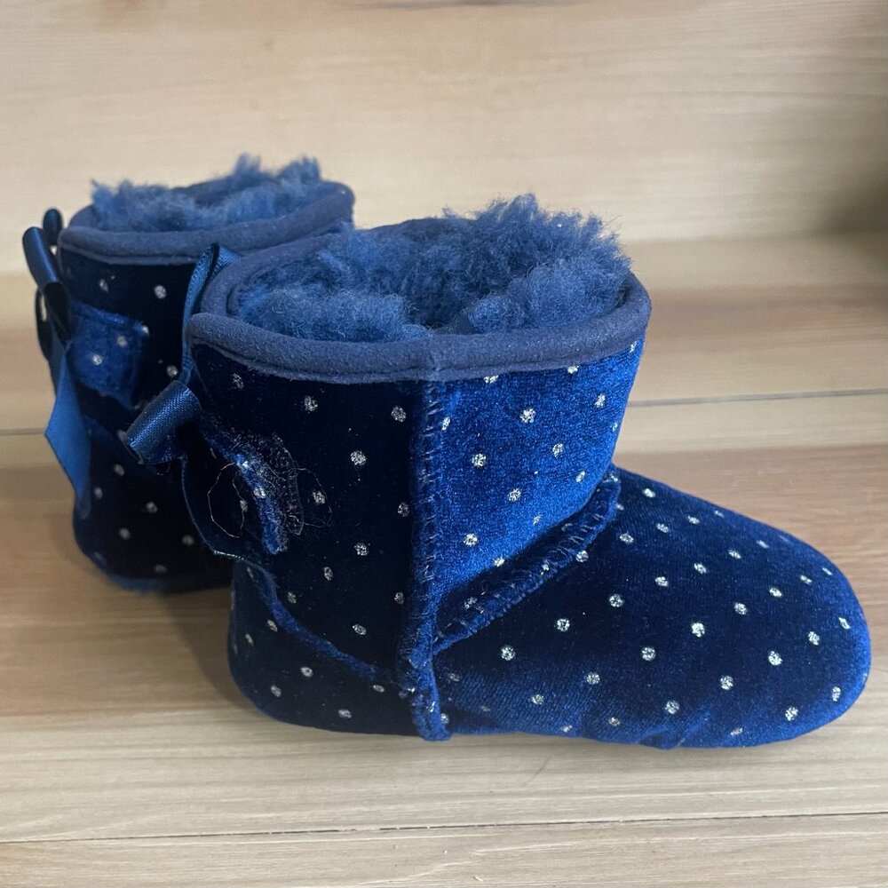 UGGs JESSE BOW II BOOTIES BABY blue CRIB TODDLER 2/3 winter slippers mini kids - Picture 6 of 11